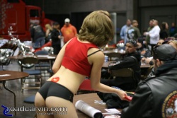 Handing out leaflets at the 2008 Easyriders Show in Sacramento (II)